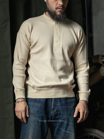 Ribbed Long Sleeve Henley