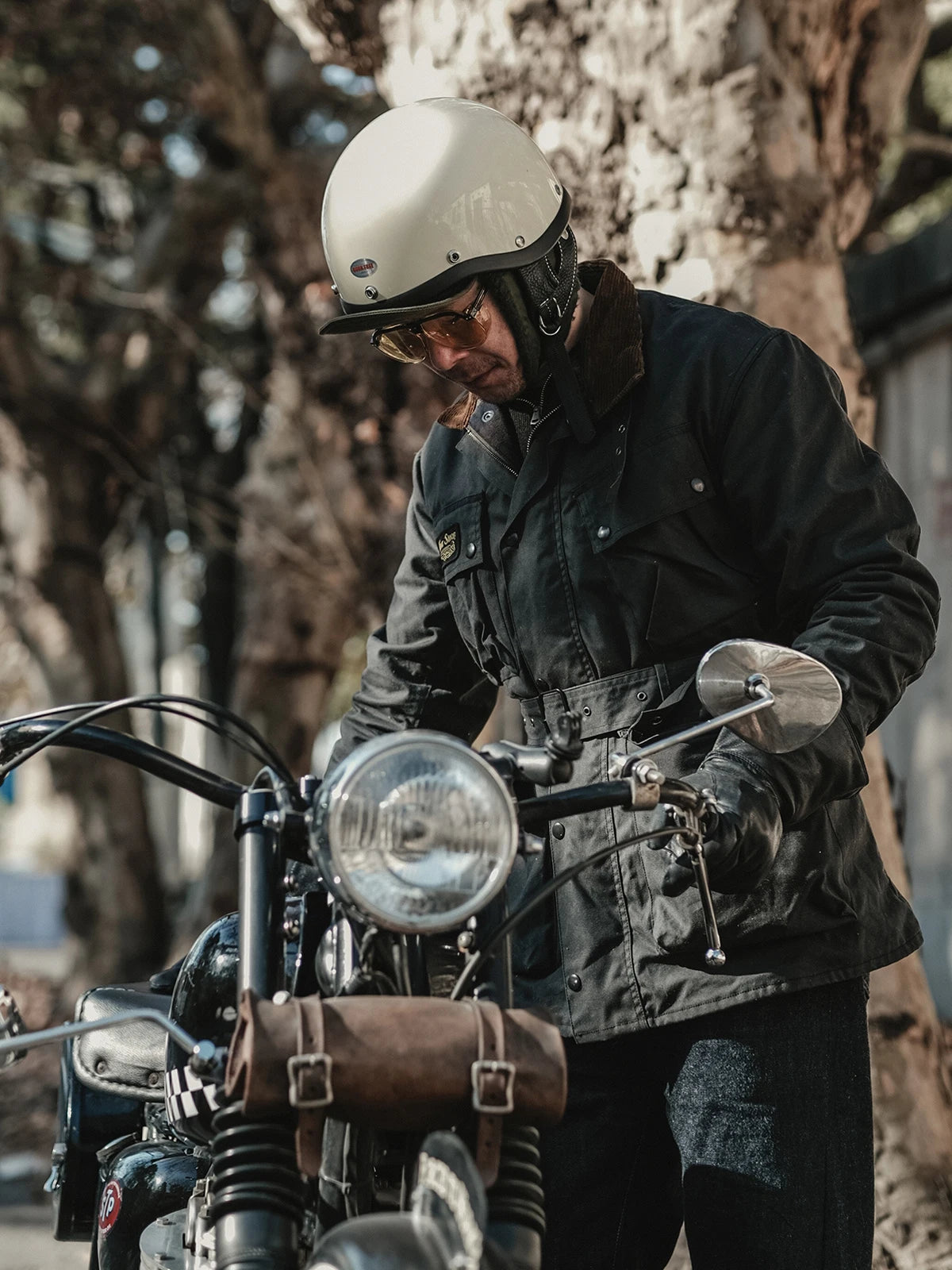Waxed Motorcycle Biker Jacket